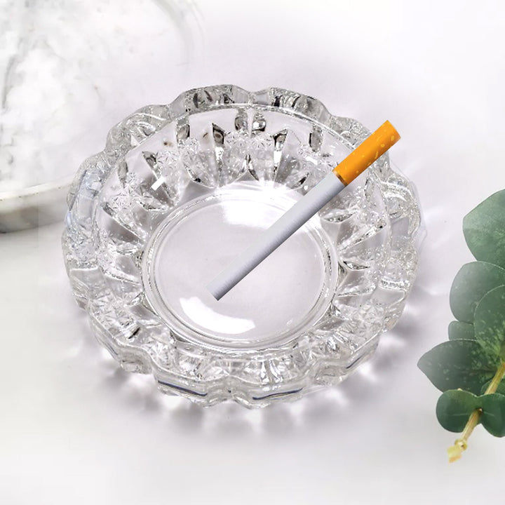 4066 Paricutin Glass Crystal Quality Cigar Cigarette Ashtray Round Tabletop For Home Office Indoor Outdoor Home Decor - Trendex