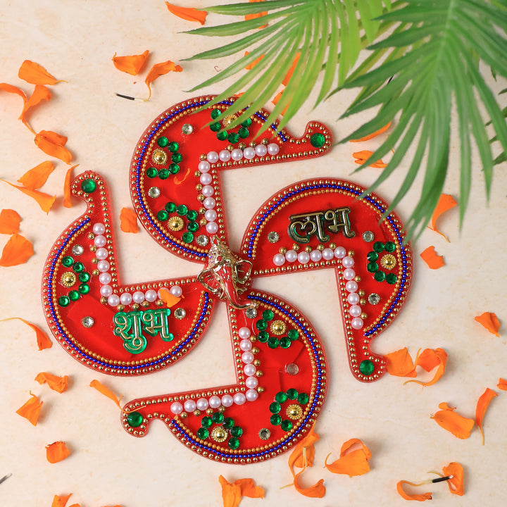 Acrylic Swastik Shubh Labh Wall Hanging  (1 Pc) - Trendex