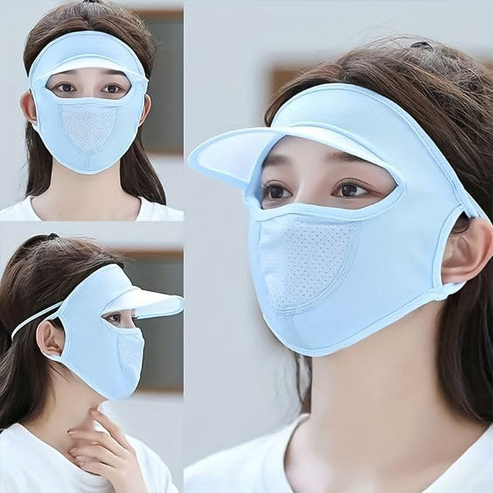 Womens Full Face Uv Protection Cap With Built-in Mask And Wide Brim Visor  Breathable (1 Pc) - Trendex