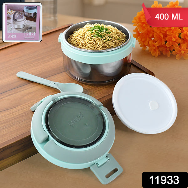 Ganesh Tiara 400ml Stainless Steel Insulated Lunch Box With Leakproof Lid  Folding Spoon - Trendex