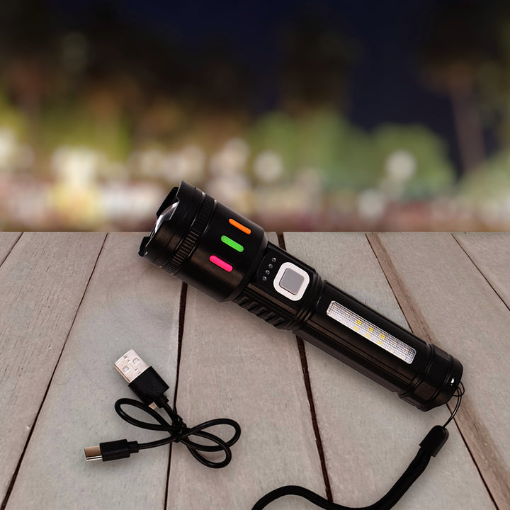 Led Torch High Lumens Fast Charging Flashlight  Torch With Far  Near Zoom (1 Pc) - Trendex