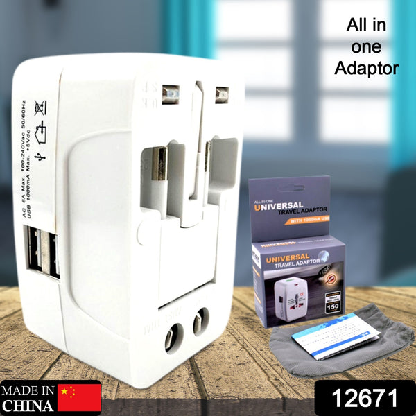 12671 All-in-one Universal Worldwide Travelling Ac Adaptor Plug (Au  Uk  Us  Eu) International Power Charger Electric Usb Power Plug Socket Adapter Converter (1 Pc) - Trendex