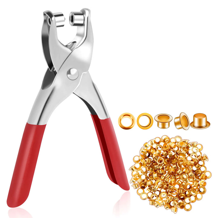 1593 Grommet Setting Tool With 25 Pcs Gold Eyelets Grommets Steel Hole Punch Setter Kit For Leather Canvas All Fabrics Men And Women Clothes Shoes Belts Bags Crafts - Trendex