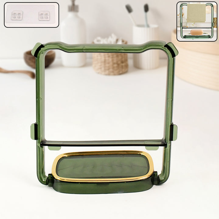 2-in-1 Self-adhesive Towel Hanger  Soap Holder Stand (1 Pc) - Trendex