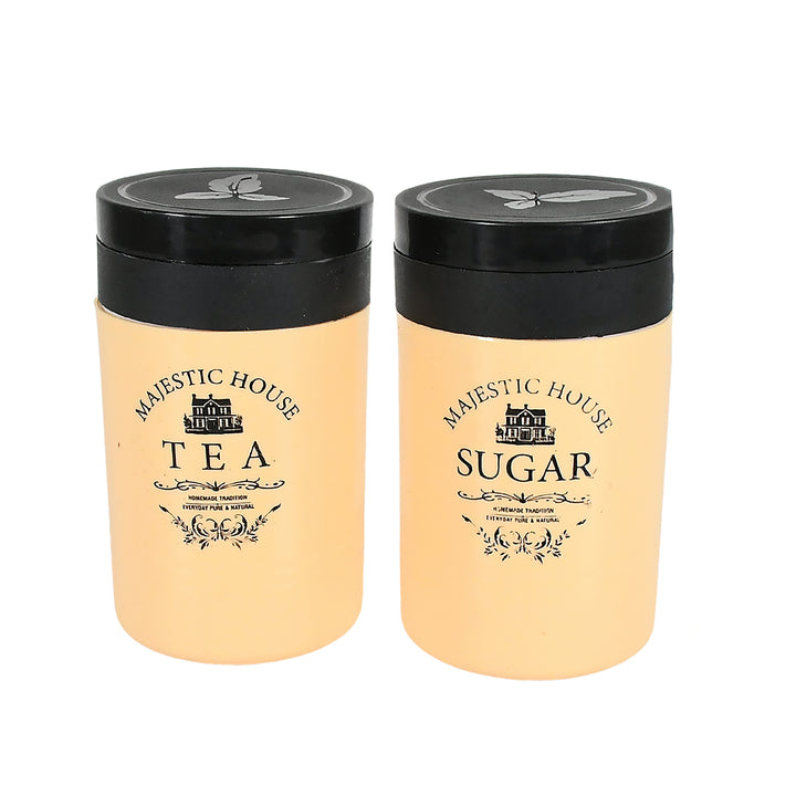 5640 Accurate Seal Tea Sugar Coffee Container Plastic Damru Shaped Tea Coffee Sugar Canisters Jar New Airtight Food Seal Containers For Salt Dry Fruit Grocery 2 Section (800 Ml Approx) - Trendex