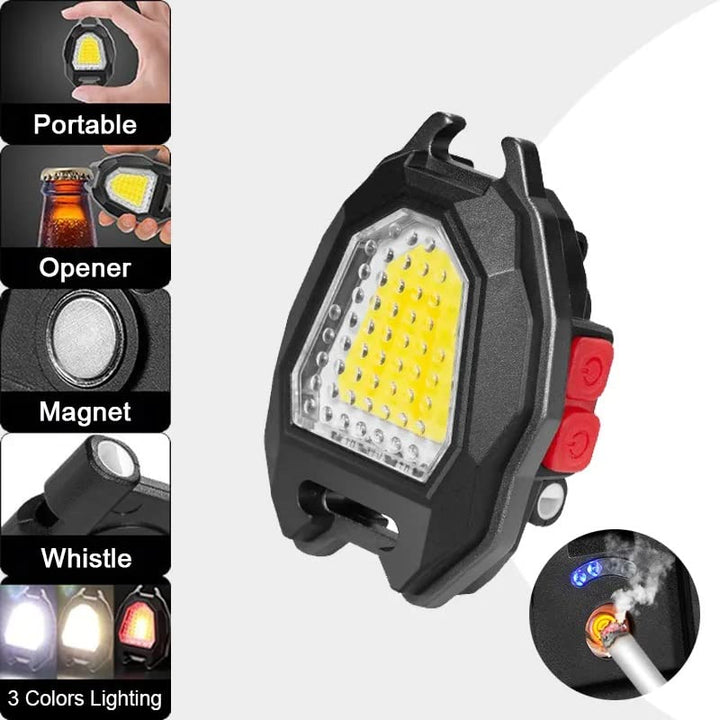 4543 Portable Triangular Shaped Emergency Camping Flashlight With Cigarette Lighter Lumens Rechargeable Waterproof Portable Led Light Camping Keychain 6lighting Modes With Strong Magnet 3 Color Lighting For Travel Camping Walking - Trendex