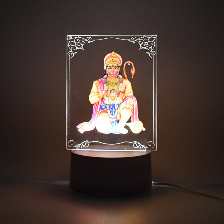 Beautiful 3d Lord Hanuman Frame With Soft White Light (1 Pc) - Trendex