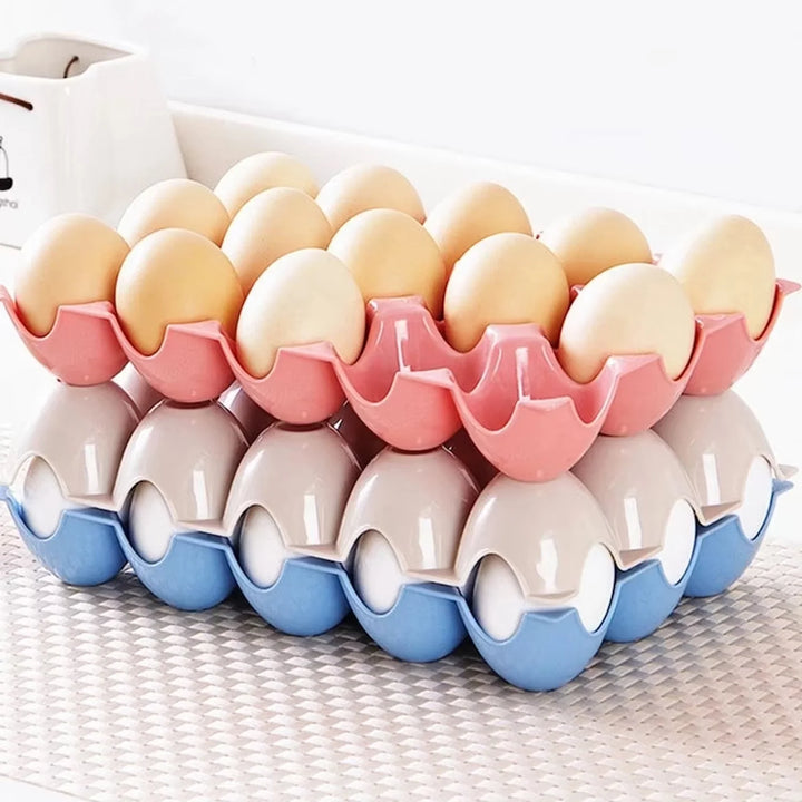 2116 15 Cavity Plastic Egg Tray Egg Trays For Storage With 15 Eggs Holder (4 Pc Set) - Trendex