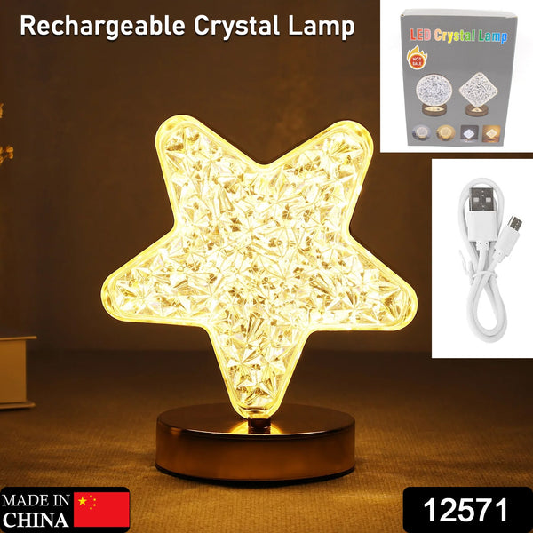 12571 Star Shape Crystal Diamond Lamp Cordless Luxury Lamp With Usb Rechargeable 3-way Dimmable  Touch Control Decorative Nightstand Lamp For Bedroom Living Room Party Restaurant Decor (1 Pc ) - Trendex