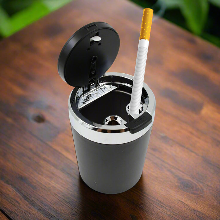 Portable Car Ashtray With Lid And Blue Led Light (1 Pc) - Trendex