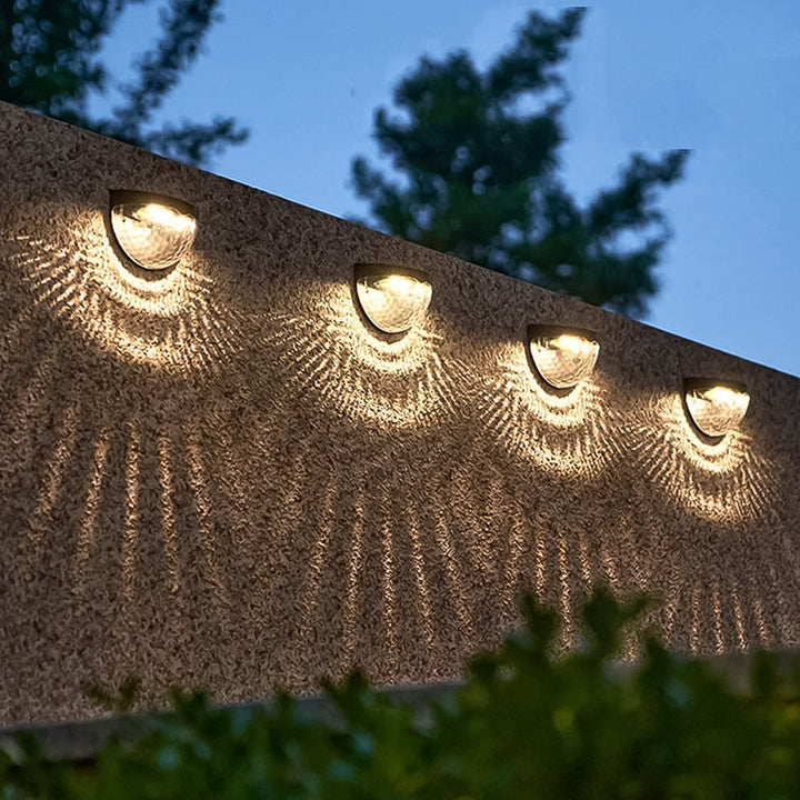 6 Led Solar Powered Wall Mount Fence Light With Honeycomb Shade Design (2 Pc Set) - Trendex