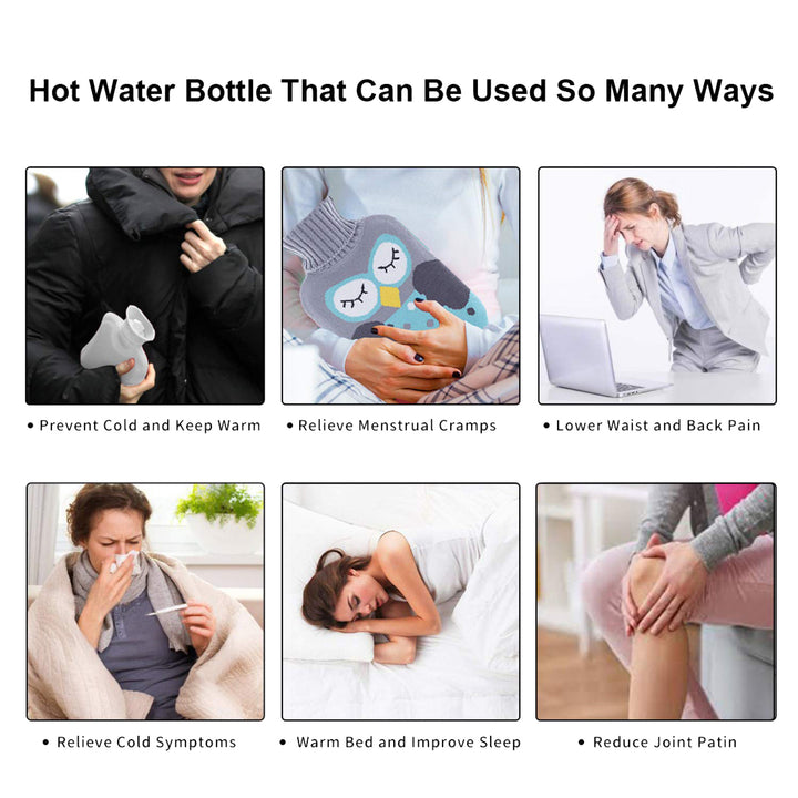 6514 Green Kitty Small Hot Water Bag With Cover For Pain Relief Neck Shoulder Pain And Hand Feet Warmer Menstrual Cramps. - Trendex