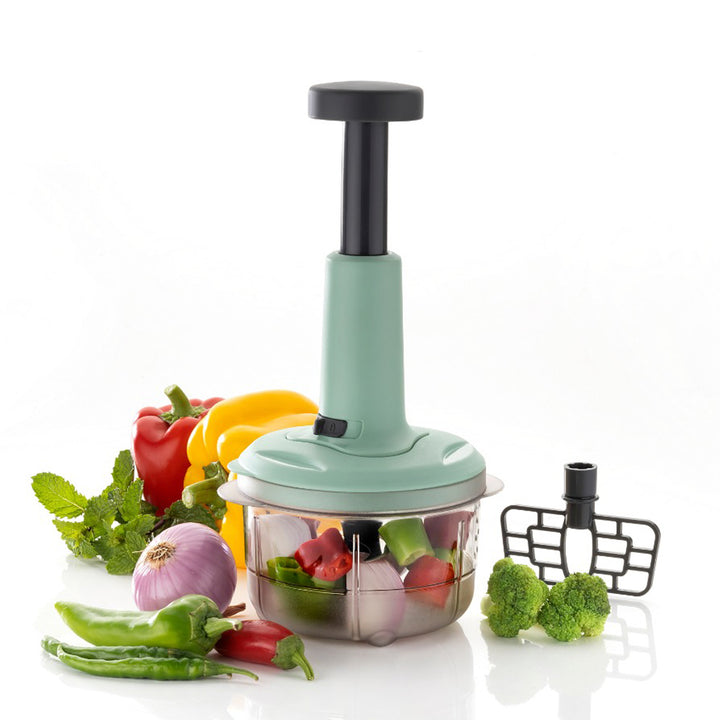 5102 2in1 Push Chopper 800ml Stainless Steel Blade Quick  Powerful Manual Hand Held Food Chopper To Chop  Cut Fruits Vegetables Herbs Onions For Salsa Salad - Trendex