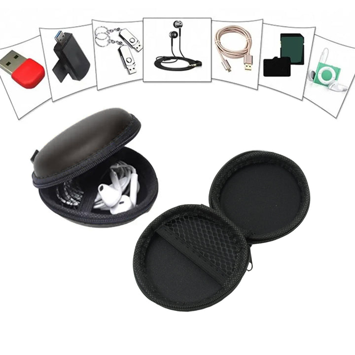 6570  Earphone Carrying Cute Case Round Pocket Pouch For Headphone Data Cable Coins Airpods Pendrive Earphone Case Organizer Perfect Return Gift (Mix Design 1 Pc) - Trendex