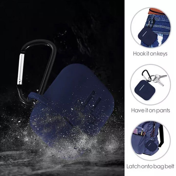 6473 Silicone Shockproof Protection Wireless Headphones Carrying Box Cover With Metal Keychain - Trendex