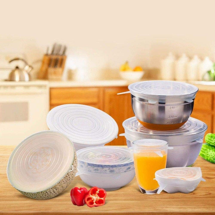 2154 Silicone Stretch Lids Reuseable Microwave Safe Flexible Covers (Set Of 6) (Loose Pack) - Trendex